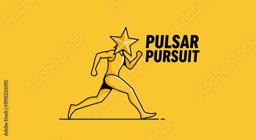 Iconic Star Runner Silhouette Illustrating Pulsar Pursuit Across Vivid Yellow Background