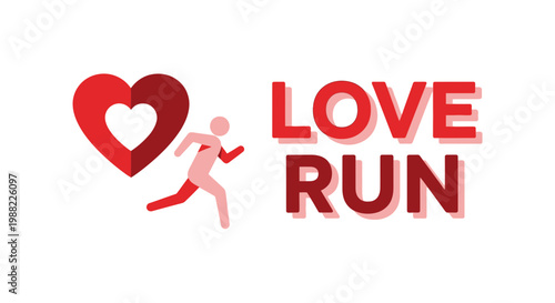 Heart Shaped Symbol And Running Figure Signifying Love and a Healthy Lifestyle