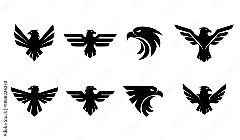 Fototapeta premium Abstract eagle logo vector geometric silhouette modern design set