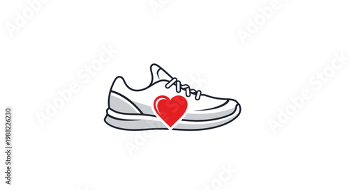 Heart Shaped Symbol on Running Shoe Depicting Love and Passion For Fitness Activity