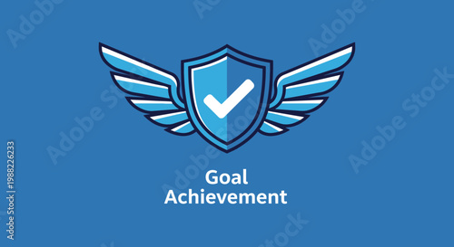 Iconic Wings Symbolize Goal Accomplishment And Positive Achievement With Blue Background
