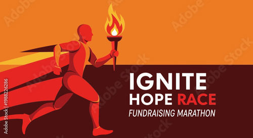 Ignite Hope Race Fundraising Marathon Torch Bearer Abstract Style