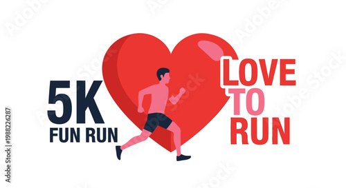 Heart Shaped Symbolizes Running With Passion And Love For The Joyous 5k Fun Run