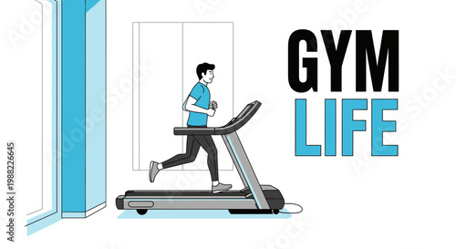 Gym Life Illustration Depicting Healthy Lifestyle and Fitness Training Routine