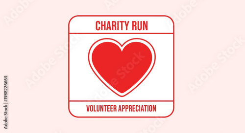 Heart Symbolizing Charitable Run and Volunteer Gratitude in a Clean, Modern Design
