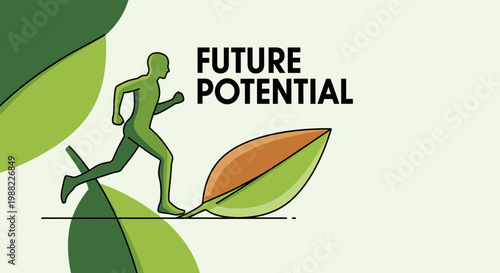 Illustrated Concept of Growth and Progress Depicting Future Potential and Natural Ecosystems