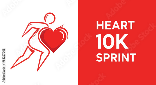 Heart 10k Sprint Logo Design Running Man Holding Heart Cardiovascular Health Event
