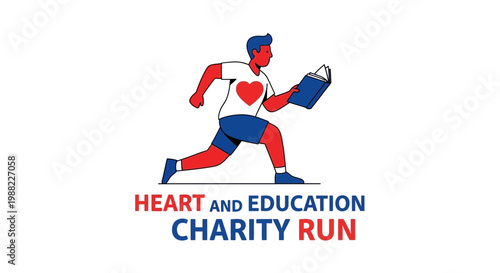Heart And Education Charity Run Concept Illustration