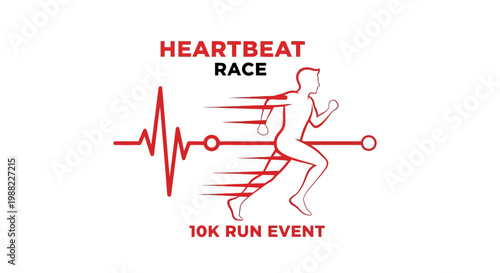 Heartbeat Race Design Featuring Running Silhouette and EKG Waveform Symbol for Events