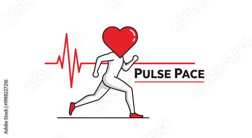 Heartbeat Runner: Illustrative Design Showcasing Pulse Monitoring and Physical Activity