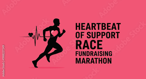 Heartbeat Support Race: Fundraising Marathon Logo Design And Fitness Campaign Concept