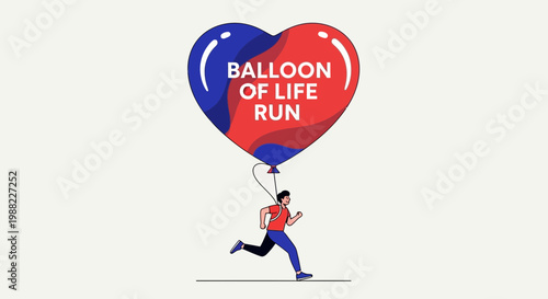 Heart Balloon Empowering Runner Symbolizing Vitality and Movement