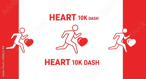 Heart Dash 10K Race Concept Depicting Fitness and Marathon or Running Event