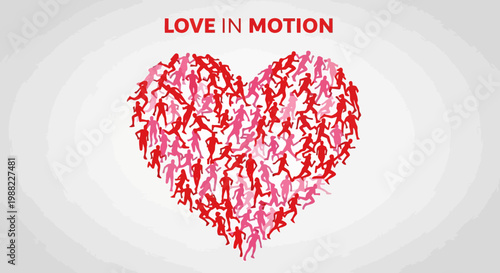 Heart Formed By Running Figures Conveying Dynamic Love And Connection