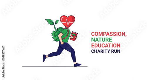 Heart Headed Runner Embodies Compassion Nature Education Charity