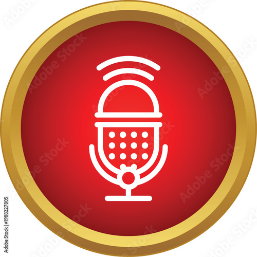 Microphone icon symbolizing live recording audio in a red button