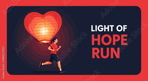 Heart Lantern Carrier Races Towards Hope, Symbolizing Determination and Optimism