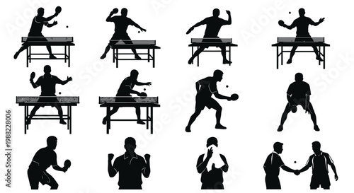 Flat design sequence of businessman playing table tennis for corporate competition and teamwork concept