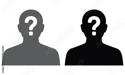 Anonymous person silhouette with question mark identity concept illustration