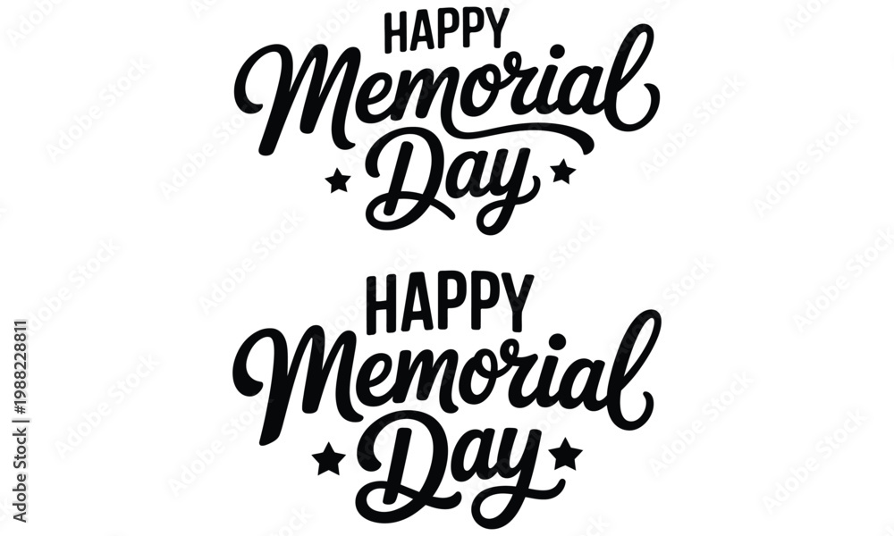 Fototapeta premium Happy memorial day typography design with patriotic lettering illustration