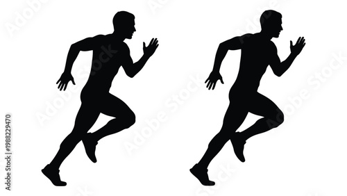 Two silhouettes of a man in mid run showcasing dynamic movement and athletic form