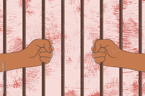 Imprisonment Concept Hands Holding Bars