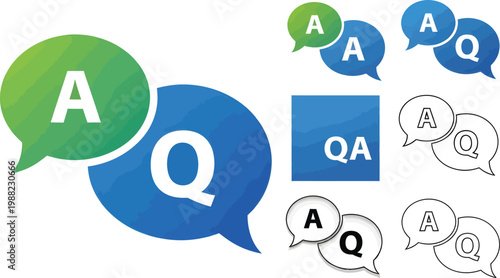 A colorful illustration of speech bubbles with letters A and Q, representing a Q&A session or discussion.