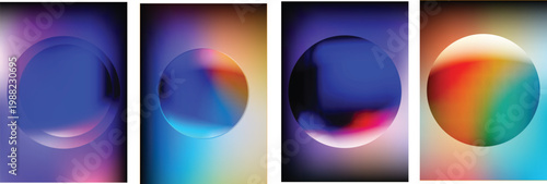 Vibrant gradient abstract shapes in blue, pink, orange, and purple tones gradient colors