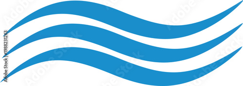 A stylized blue wave logo on a white background with a subtle shadow effect