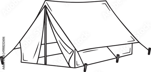 Canvas camping tent illustration simple outline drawing