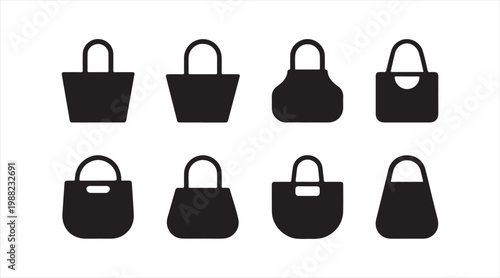 Minimal purse and bag symbol set showing stylish accessories