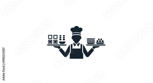 Waiter Holding Food and Drinks.