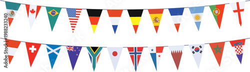 Garland with pennants in the colors of the participating teams