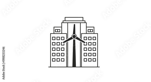 Wind turbine on a building rooftop.