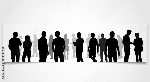 Group of Silhouetted People Standing Together.