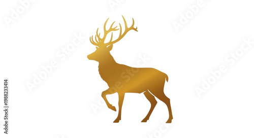 Golden Silhouette of a Majestic Stag with Antlers.