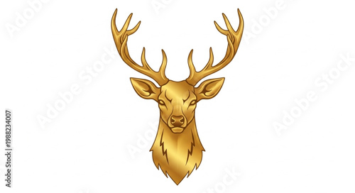 Golden Stag Head Sculpture Majestic Wildlife Art.