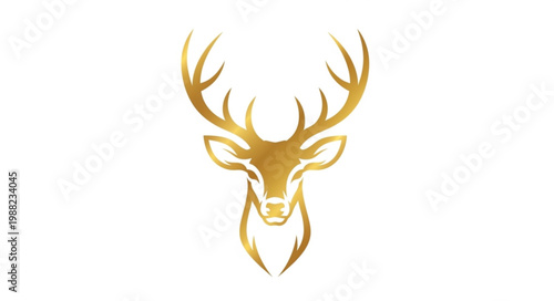 Golden Stag Head Silhouette Elegant Animal Symbol.