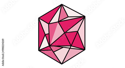 Pink geometric crystal abstract shape