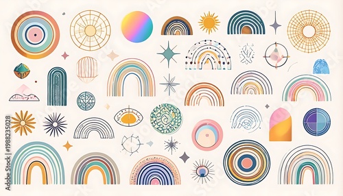 Boho abstract geometric elements