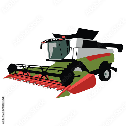 combine harvester on wheat field