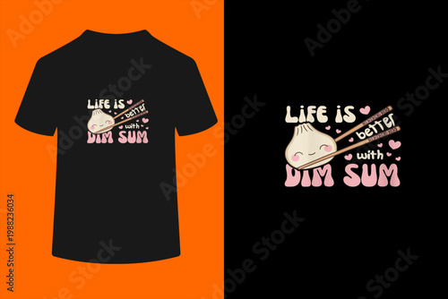 Women's Life is Better with Dim Sum Kawaii Dim Sum Dumpling V-Neck T-Shirt
