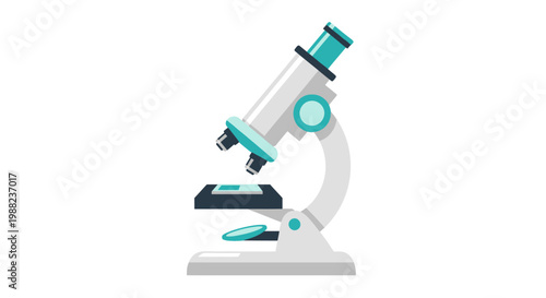 Microscope animation illustration, digital icon for science and research