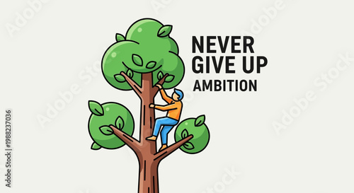 Illustration Of A Person Climbing a Tree Demonstrating Perseverance and Ambition
