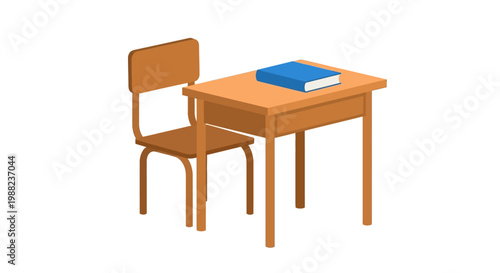 Simple animation of a school desk and chair with a book, perfect for educational content