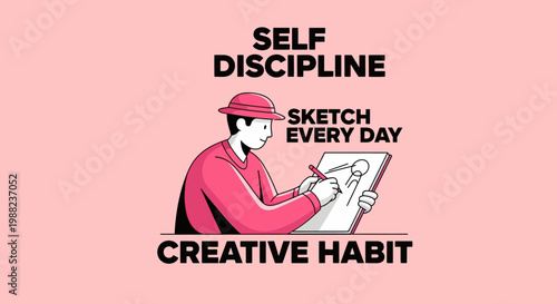 Illustration Of A Person Practicing Sketching To Cultivate Self-Discipline And Creativity