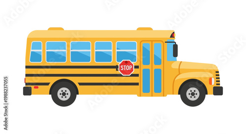 Yellow School Bus Animation - A Classic Transport Vehicle Illustration