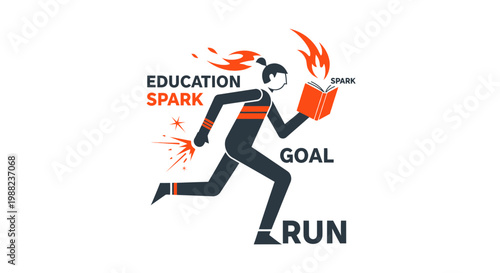 Illustration Of A Person Running Towards Their Goal With An Open Book In Their Hand