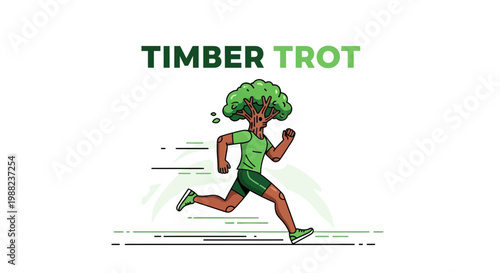 Illustration Of A Tree-Headed Person Running The Timber Trot On White Background