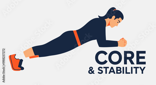 Illustration Of A Woman Performing A Plank Exercise To Improve Core Strength And Balance